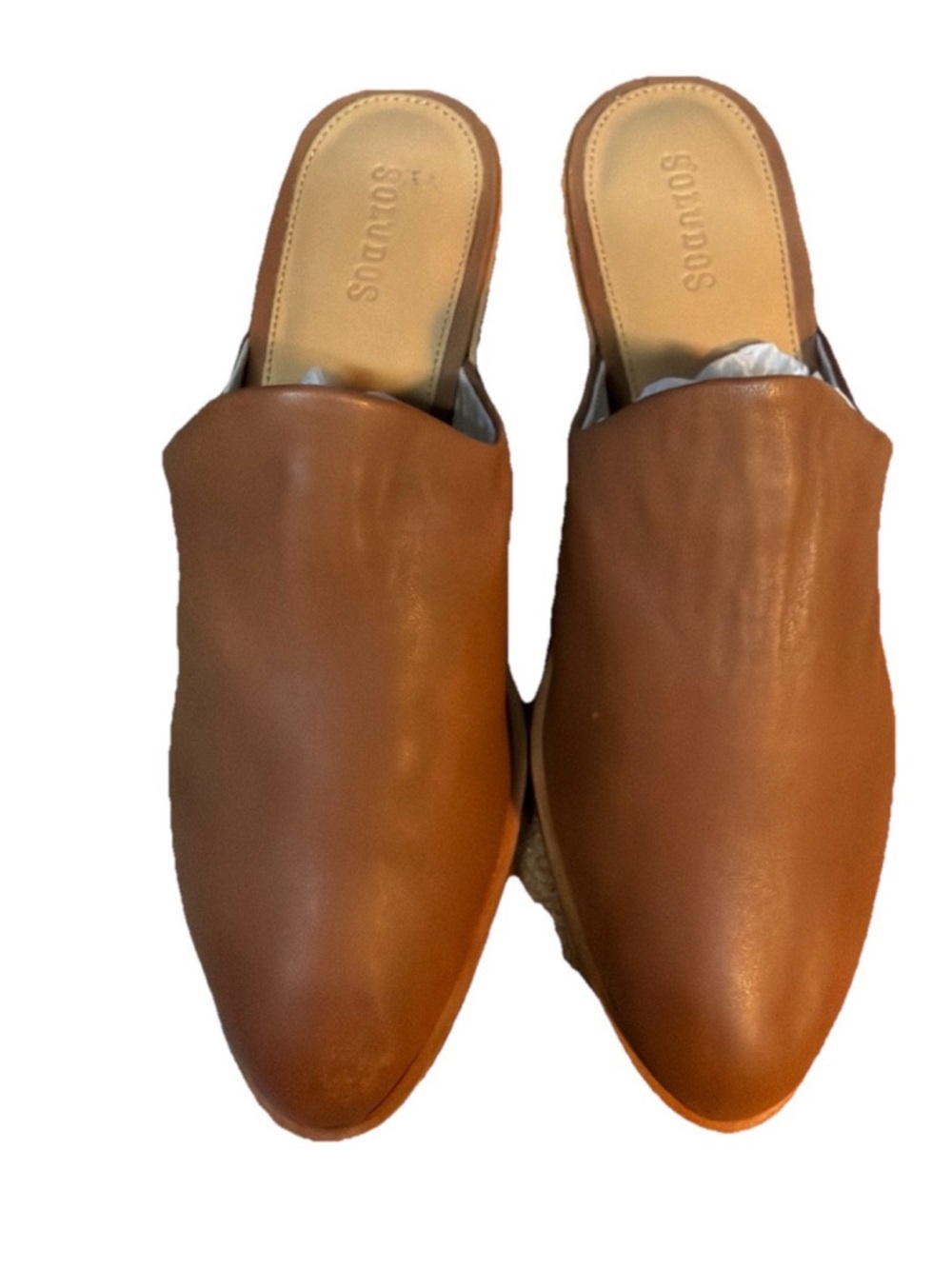 Soludos Women's Brown Leather Slip-On Mules - Picture 3 of 10